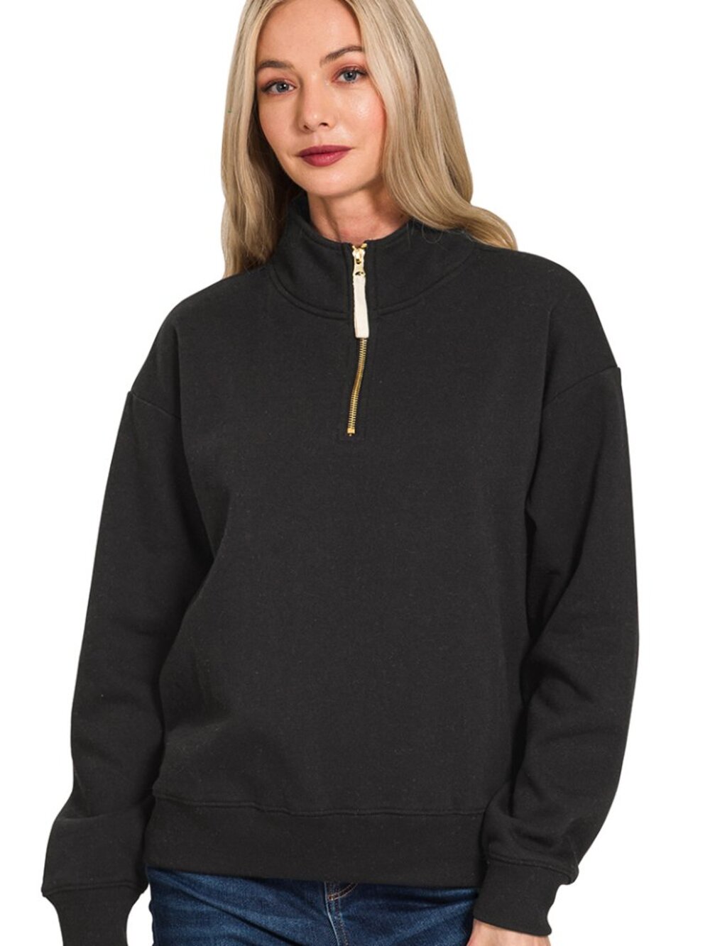251 NWT Zenana Fleece half zip sweatshirt